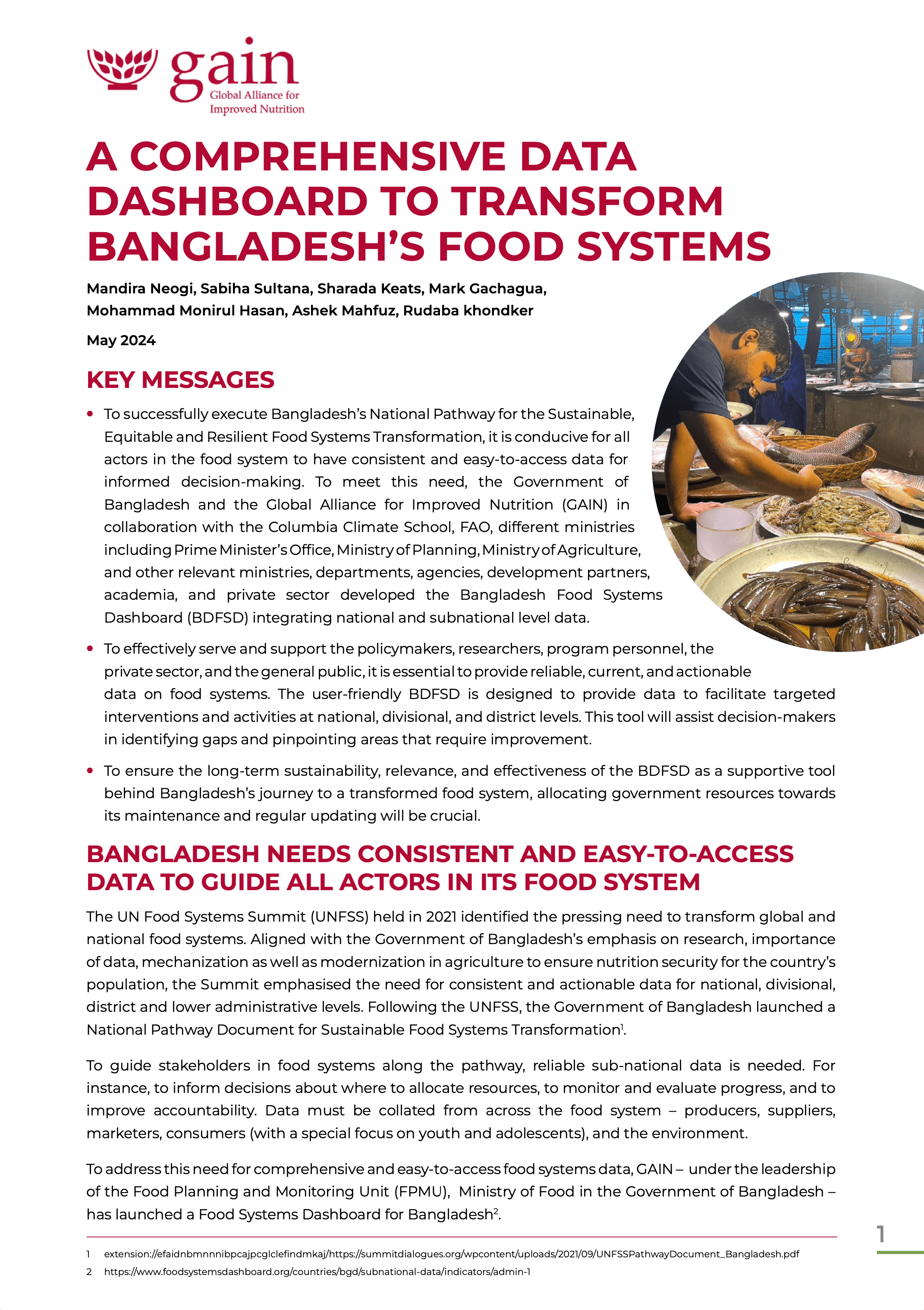 A Comprehensive Data Dashboard To Transform Bangladesh's Food Systems