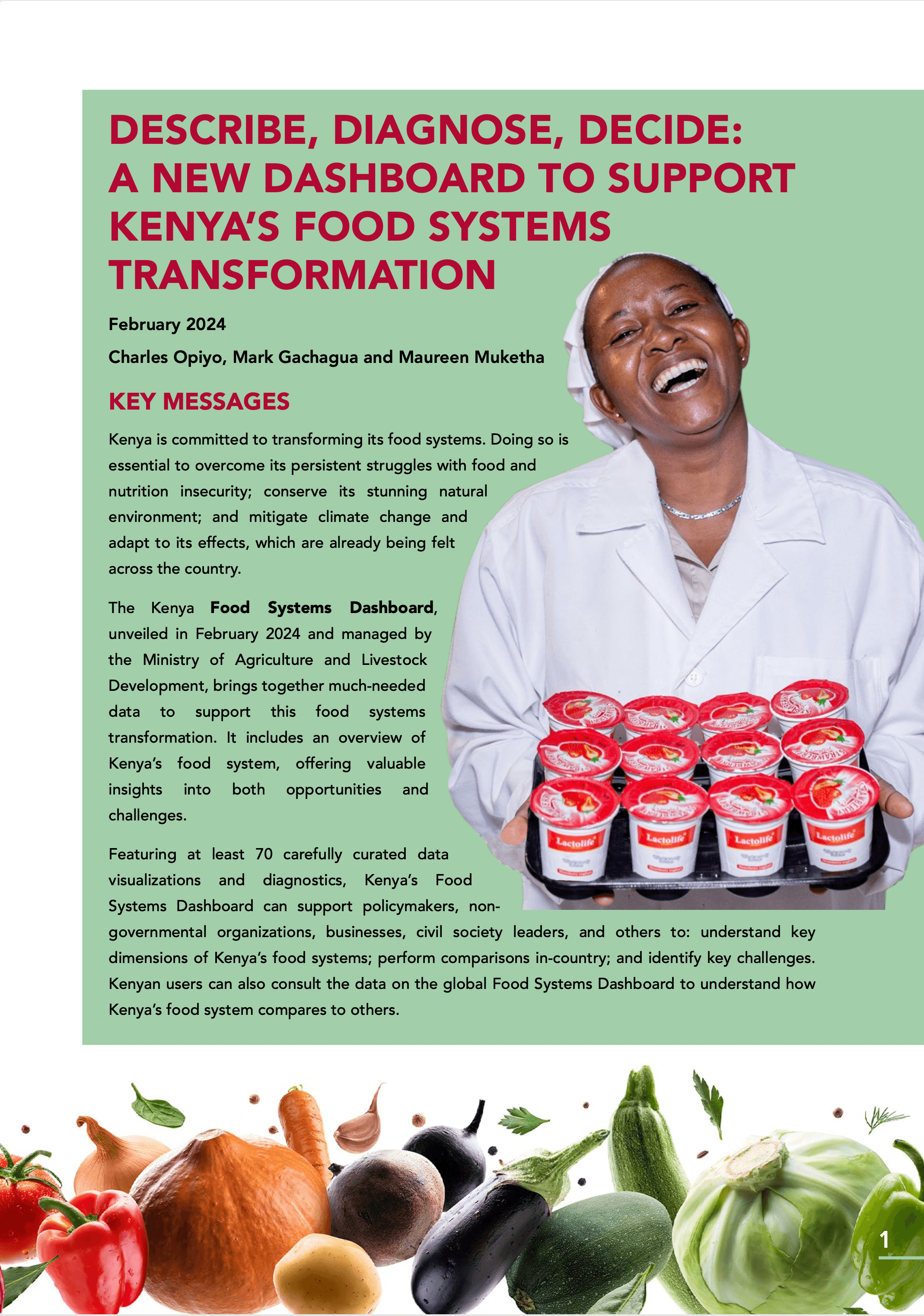 Describe, Diagnose, Decide: A New Dashboard To Support Kenya's Food Systems Transformation